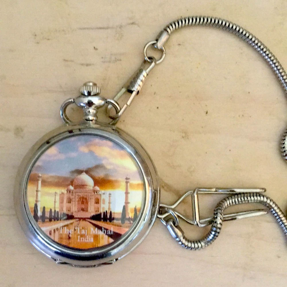 Taj Mahal India stainless steel pocket watch